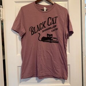 Purple Black Cat Bookseller Cafe T-Shirt